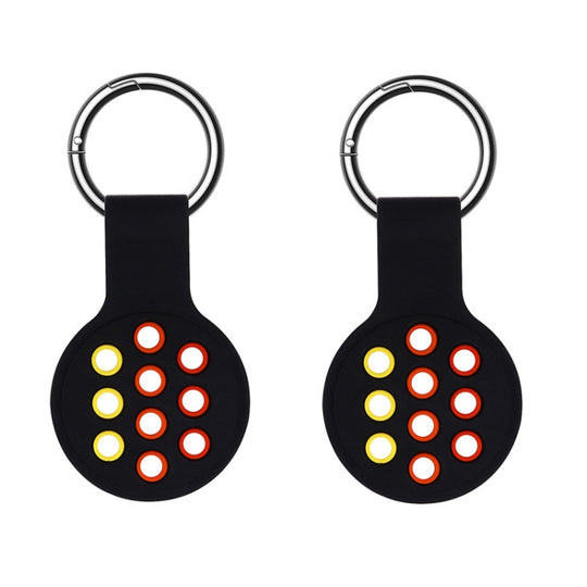 2 PCS  Contrast Color Perforated Silicone Case for AirTag 2nd Gen / AirTag 1st Gen(Black Colorful 12)