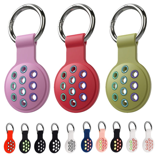 2 PCS  Contrast Color Perforated Silicone Case for AirTag Tracker(Black Colorful 12) - Other by buy2fix | Online Shopping UK | buy2fix