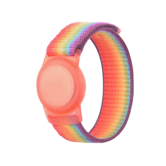 220mm Child Adult Nylon Strap Wristband Protective Case For AirTag 2nd Gen / AirTag 1st Gen (Rainbow)