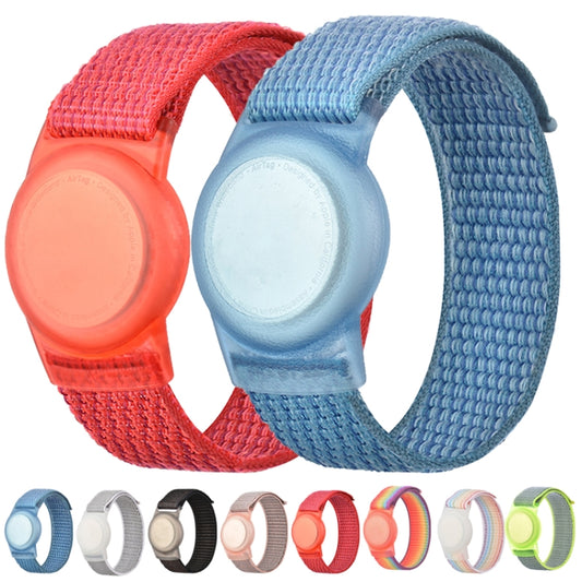 220mm For AirTag Tracker Child Adult Nylon Strap Wristband Protective Case  (Pink) - Watch Strap Series by buy2fix | Online Shopping UK | buy2fix