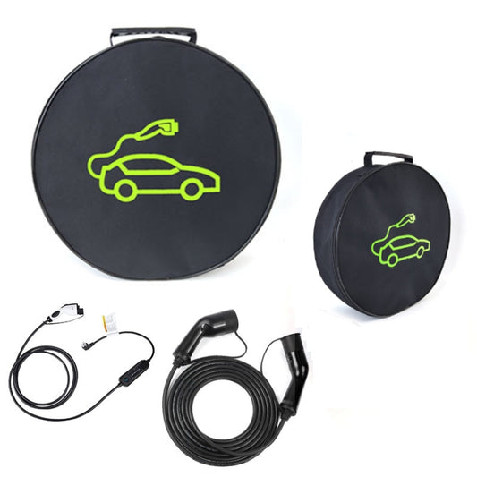 Car Charging Cable Storage Bag Carry Bag For Electric Vehicle Charger Plugs,Spec: Round With Logo by buy2fix