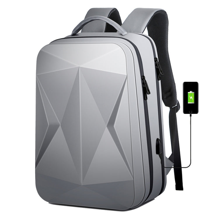 160 Large Capacity ABS Waterproof Laptop Backpack with USB Charging Port(Light Grey) by buy2fix