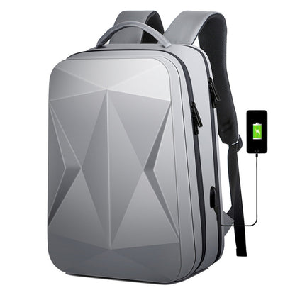 160 Large Capacity ABS Waterproof Laptop Backpack with USB Charging Port(Light Grey) by buy2fix