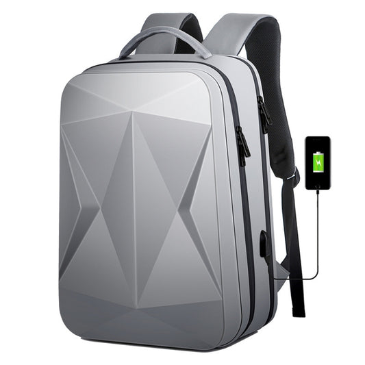 160 Large Capacity ABS Waterproof Laptop Backpack with USB Charging Port(Light Grey) by buy2fix