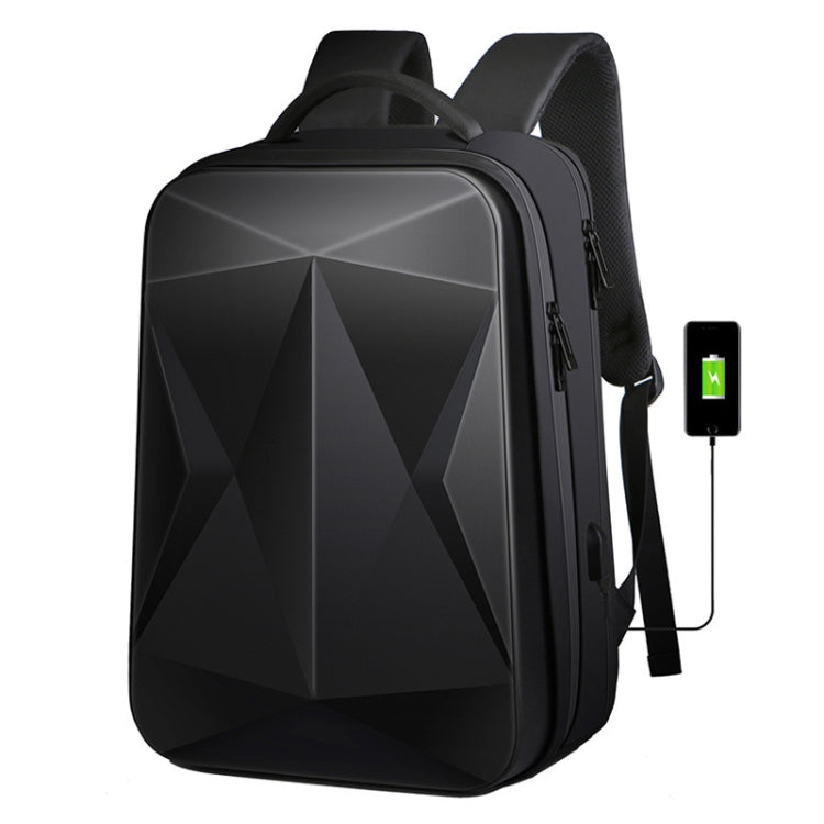 160 Large Capacity ABS Waterproof Laptop Backpack with USB Charging Port(Black) by buy2fix