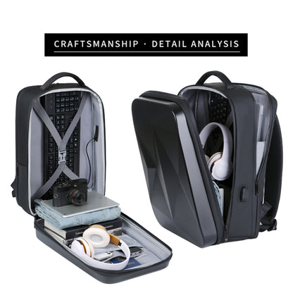 160 Large Capacity ABS Waterproof Laptop Backpack with USB Charging Port(Black) by buy2fix