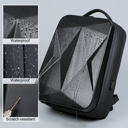 160 Large Capacity ABS Waterproof Laptop Backpack with USB Charging Port(Black) by buy2fix
