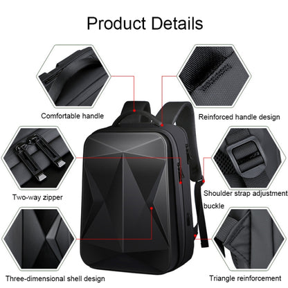 160 Large Capacity ABS Waterproof Laptop Backpack with USB Charging Port(Black) by buy2fix