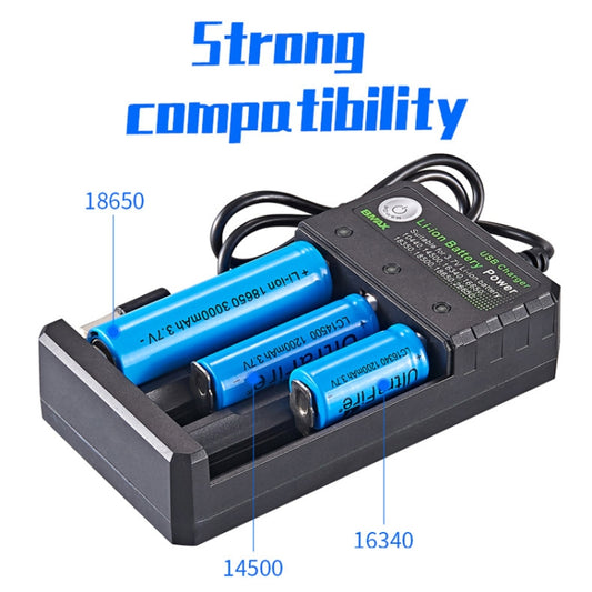 BMAX 18650 3 Slot USB Charging Seat 3.7/4.2V Independent Lithium Battery Charger - Charger & Converter by buy2fix | Online Shopping UK | buy2fix