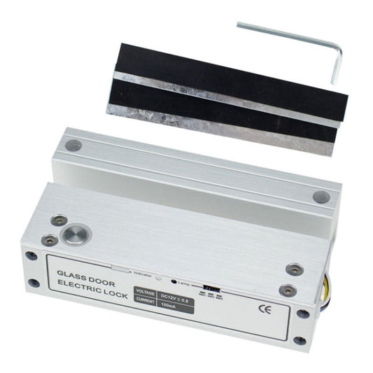 Top And Bottom Frameless Glass Door Aluminum Alloy Electric Mortise Lock(Left) by buy2fix