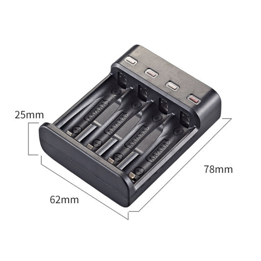 BMAX BH-804U 1.2V AA/AAA Rechargeable Battery Independent 4 Slot USB Charger - Charger & Converter by BMAX | Online Shopping UK | buy2fix
