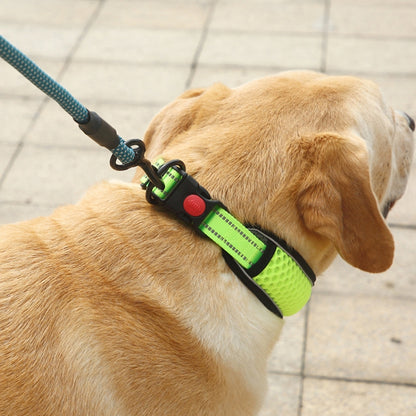 Honeycomb Net Dog Collar Neck Collar Breathable Reflective Anti-Strangle Collar S(Fluorescent Green) - Collars by buy2fix | Online Shopping UK | buy2fix