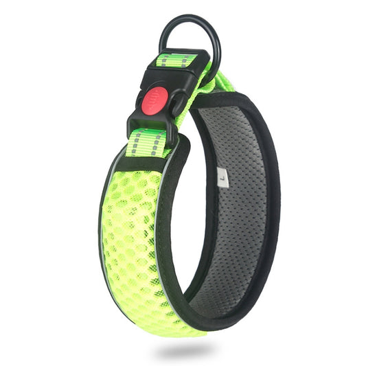 Honeycomb Net Dog Collar Neck Collar Breathable Reflective Anti-Strangle Collar S(Fluorescent Green) - Collars by buy2fix | Online Shopping UK | buy2fix