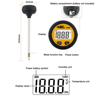 Smart Sensor PH328 Soil Acidity Meter Fertilizer Nutrient Humidity Detector - PH & Moisture Meter by buy2fix | Online Shopping UK | buy2fix