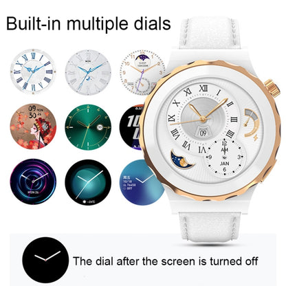 HW3 Mini Heart Rate/Blood Oxygen Monitoring Smart Watch with NFC Function(Gold Shell White Leather) by buy2fix