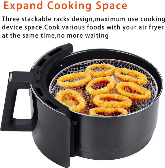Air Fryer Accessories 8-inch Three Layer Round Grill Steam Rack - Electric Deep Fryers by buy2fix | Online Shopping UK | buy2fix