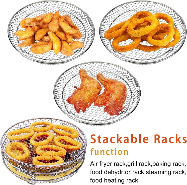 Air Fryer Accessories 8-inch Three Layer Round Grill Steam Rack - Electric Deep Fryers by buy2fix | Online Shopping UK | buy2fix