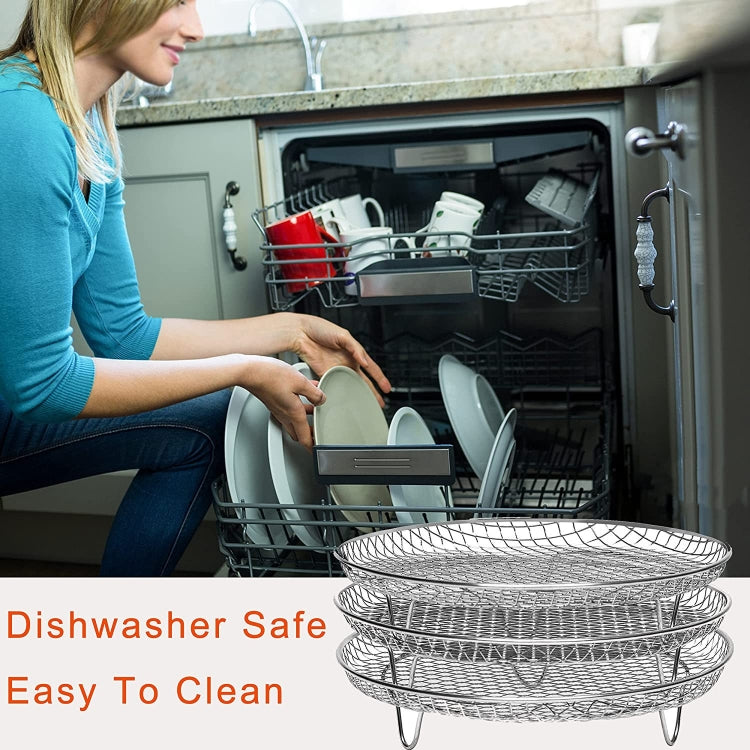 Air Fryer Accessories 8-inch Three Layer Round Grill Steam Rack - Electric Deep Fryers by buy2fix | Online Shopping UK | buy2fix