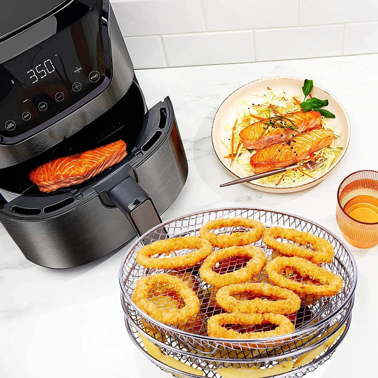 Air Fryer Accessories 8-inch Three Layer Round Grill Steam Rack - Electric Deep Fryers by buy2fix | Online Shopping UK | buy2fix