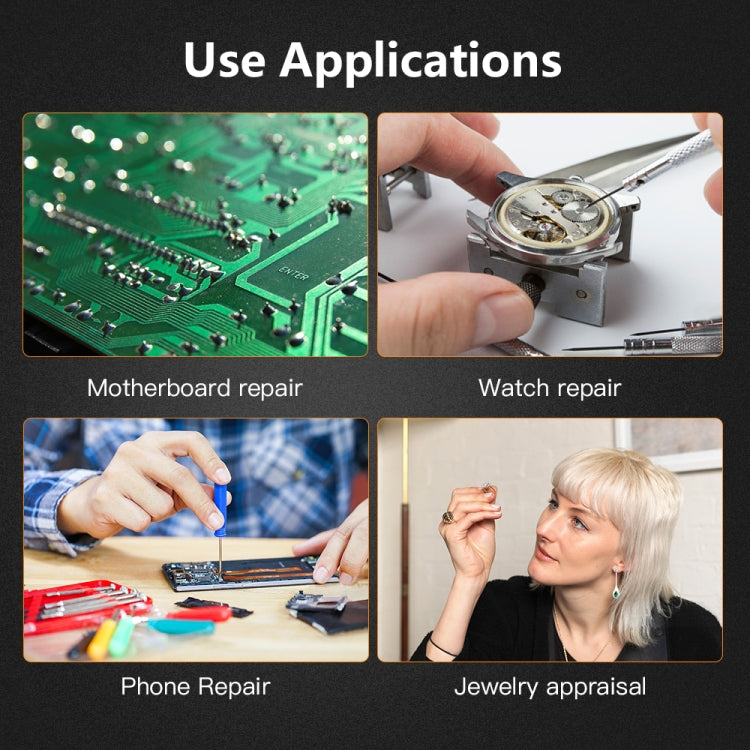 9892H-1  8x / 15x / 23x  2LED Head-mounted Magnifier Watch Repair Glasses Type Magnifier - Glasses Style by buy2fix | Online Shopping UK | buy2fix