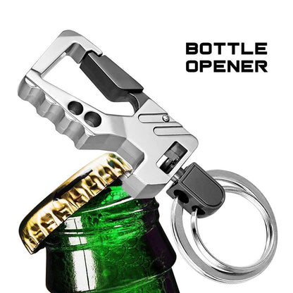 2 PCS QP-131 Multifunctional Double Ring Car Keychain Bottle Opener Carabiner(Black Silver) - Key Rings by buy2fix | Online Shopping UK | buy2fix