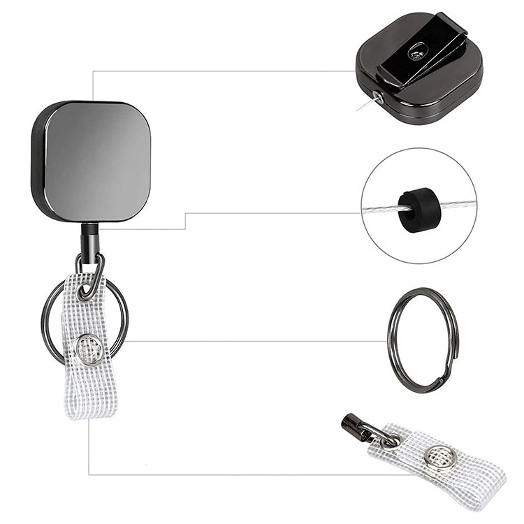 4cm Plated Metal Square Expansion Rope Key Chain - Key Rings by buy2fix | Online Shopping UK | buy2fix