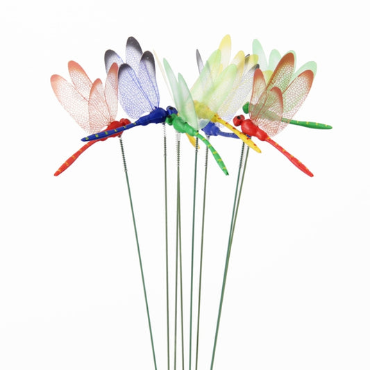 10pcs Simulation Plug Rod Magnetic Dragonfly Home Wall Garden Decoration(Yellow) - Yard & Garden Decor by buy2fix | Online Shopping UK | buy2fix