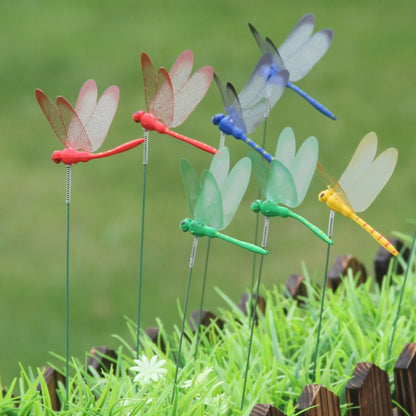 10pcs Simulation Plug Rod Magnetic Dragonfly Home Wall Garden Decoration(Yellow) - Yard & Garden Decor by buy2fix | Online Shopping UK | buy2fix