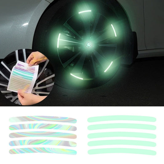 20pcs /Set Car Rainbow Wheel Hub Reflective Stickers Tire Luminous Warning Decoration, Color: Purity by buy2fix