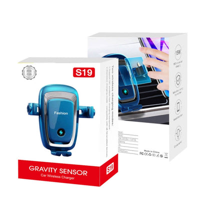 S19 15W Gravity Car Phone Wireless Charging Stand(Blue) - Wireless Charger Holders by buy2fix | Online Shopping UK | buy2fix