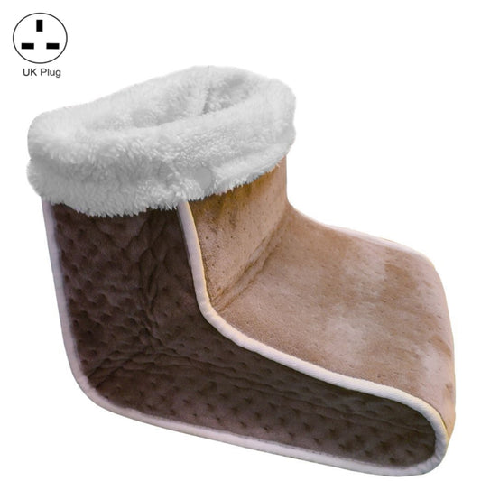 Plug-in High-top Electric Foot Warmer Heated Foot Warmer Boots UK Plug 240V(Brown) - Electric Heaters by buy2fix | Online Shopping UK | buy2fix