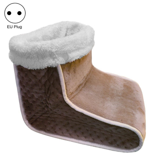 Plug-in High-top Electric Foot Warmer Heated Foot Warmer Boots EU Plug 230V(Brown) - Electric Heaters by buy2fix | Online Shopping UK | buy2fix