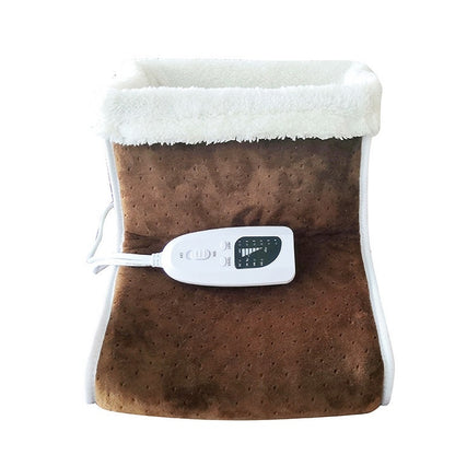 Plug-in High-top Electric Foot Warmer Heated Foot Warmer Boots EU Plug 230V(Brown) - Electric Heaters by buy2fix | Online Shopping UK | buy2fix
