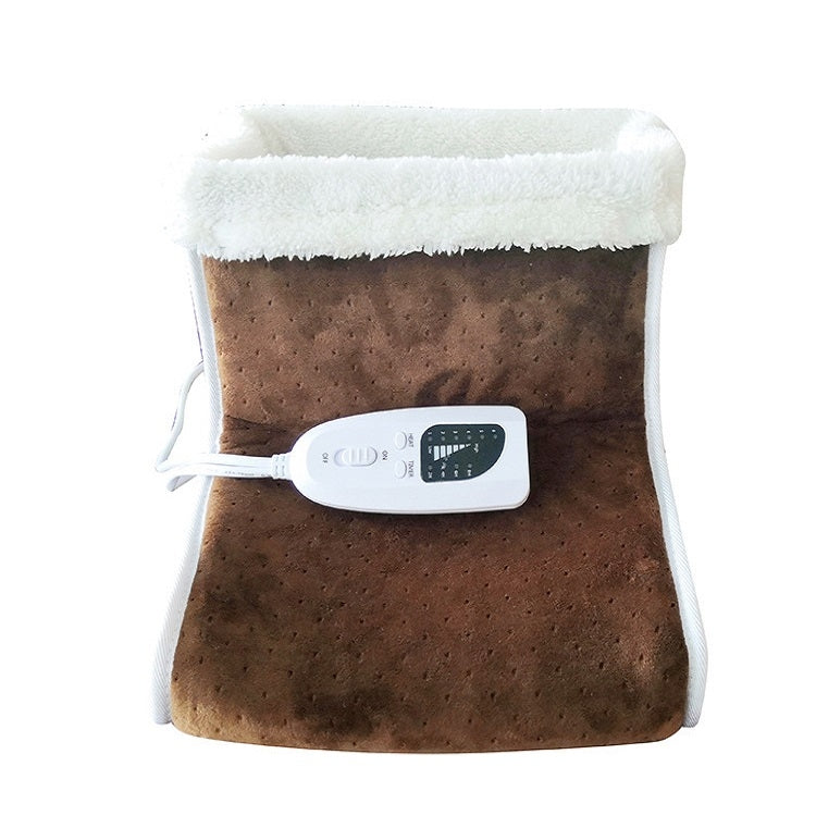Plug-in High-top Electric Foot Warmer Heated Foot Warmer Boots US Plug 120V(Brown) - Electric Heaters by buy2fix | Online Shopping UK | buy2fix
