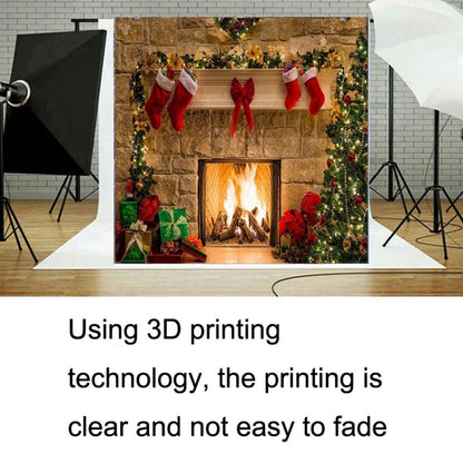 Christmas Layout Fireplace Photography Background Cloth(Yellow) -  by buy2fix | Online Shopping UK | buy2fix