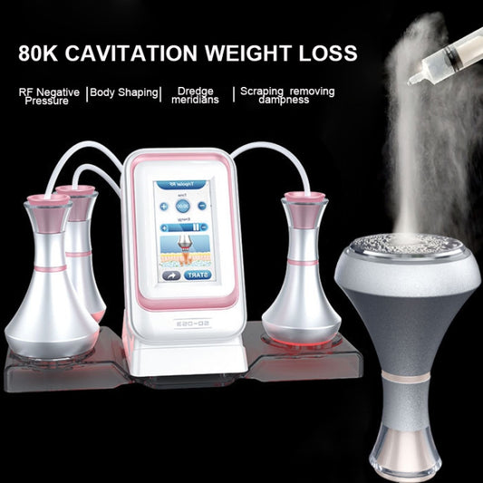 3 In 1 80k Metal Fat Blaster RF Ultrasonic Beauty Machine EU Plug(Pink Edge) - Beauty Instrument by buy2fix | Online Shopping UK | buy2fix