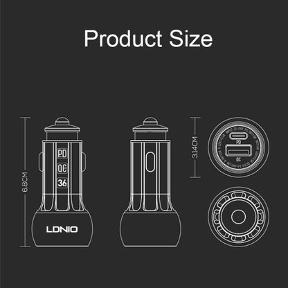 LDNIO C1 36W PD + QC 3.0 Car Fast Charger High Power Smart USB Car Charger with USB-C/Type-C Cable - Car Charger by LDNIO | Online Shopping UK | buy2fix