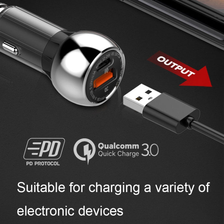 LDNIO C1 36W PD + QC 3.0 Car Fast Charger High Power Smart USB Car Charger with USB-C/Type-C Cable - Car Charger by LDNIO | Online Shopping UK | buy2fix