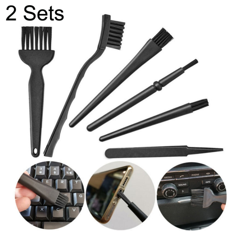 2 Sets Anti-static Brush Portable Handle Clean Keyboard Brush Kit(Black) by buy2fix
