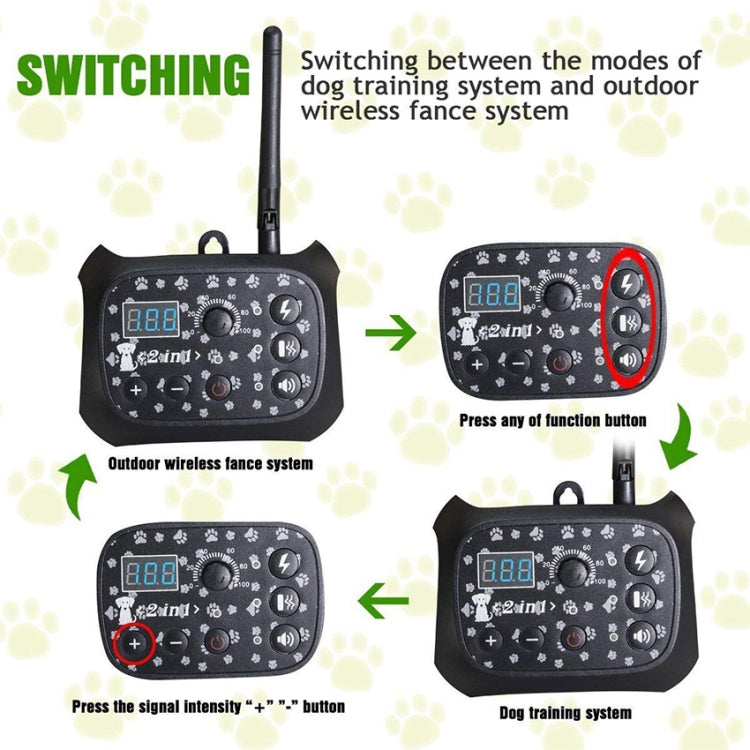 TF68 2-in-1 Dog Trainer Outdoor Electronic Wireless Fence With Collar UK Plug - Training Aids by buy2fix | Online Shopping UK | buy2fix