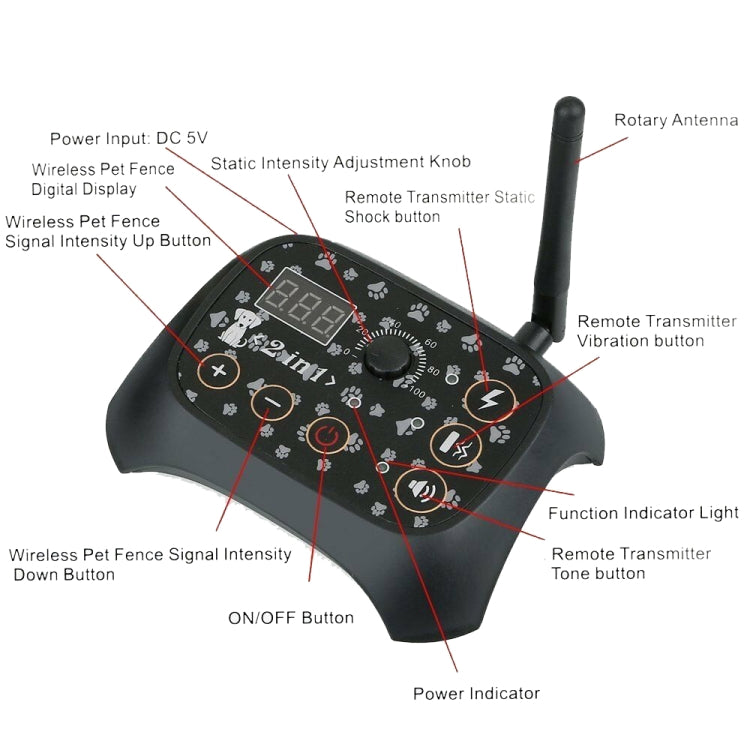 TF68 2-in-1 Dog Trainer Outdoor Electronic Wireless Fence With Collar UK Plug - Training Aids by buy2fix | Online Shopping UK | buy2fix