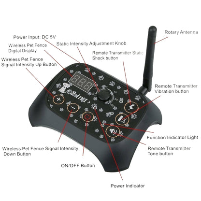 TF68 2-in-1 Dog Trainer Outdoor Electronic Wireless Fence With Collar UK Plug - Training Aids by buy2fix | Online Shopping UK | buy2fix