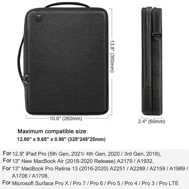 13.3-14 Inch Portable Laotop Bag Waterproof Multifunctional Shoulder Crossbody Bag(Black) by buy2fix
