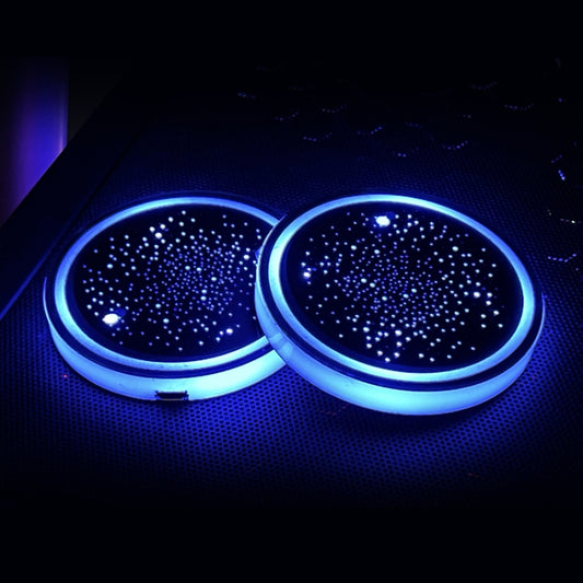 1 Pair Automotive LED Colorful Luminous Water Coaster Acrylic Car Cup Tank Atmosphere Lamp(Star Model) - Car Drink Holders by buy2fix | Online Shopping UK | buy2fix