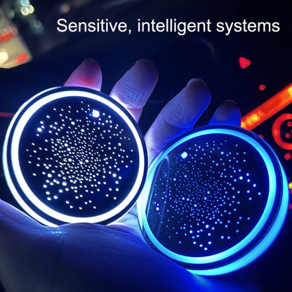 1 Pair Automotive LED Colorful Luminous Water Coaster Acrylic Car Cup Tank Atmosphere Lamp(Star Model) - Car Drink Holders by buy2fix | Online Shopping UK | buy2fix