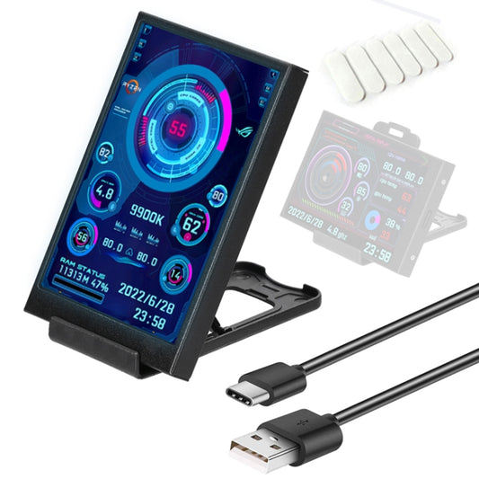 3.5 Inch IPS View All Computer Monitor USB Chassis Vice Screen Set 1 (Black) - Gadget by buy2fix | Online Shopping UK | buy2fix