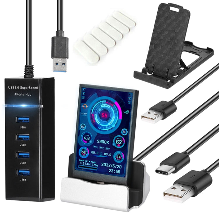 3.5 Inch IPS View All Computer Monitor USB Chassis Vice Screen Set 2 (Black) - Gadget by buy2fix | Online Shopping UK | buy2fix