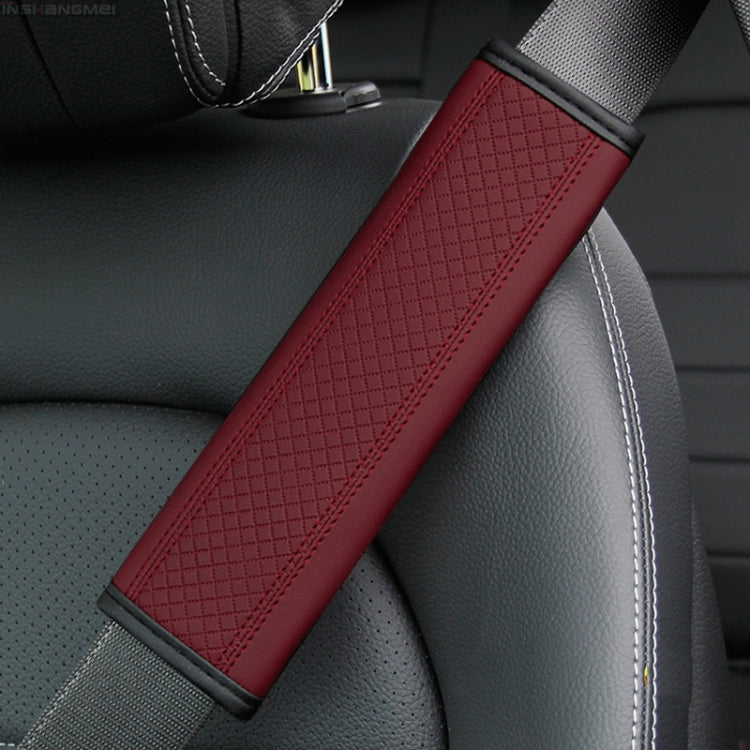 Fiber Leather Embossed Car Seat Belt Shoulder Cover Protector 6.5X23cm(Wine Red) - Seat Belts & Padding by buy2fix | Online Shopping UK | buy2fix