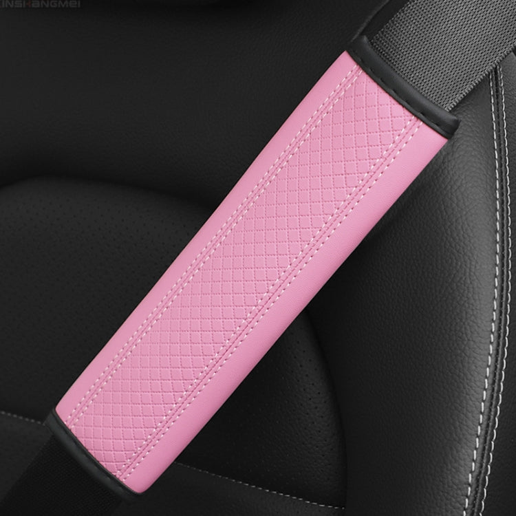 Fiber Leather Embossed Car Seat Belt Shoulder Cover Protector 6.5X23cm(Pink) by buy2fix