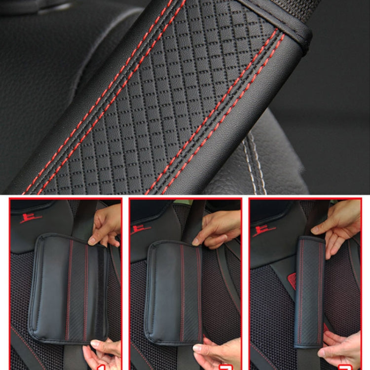 Fiber Leather Embossed Car Seat Belt Shoulder Cover Protector 6.5X23cm(Black Blue) by buy2fix